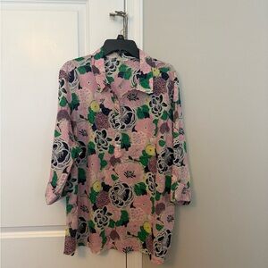 Talbots Pink Floral Button-Front Tunic